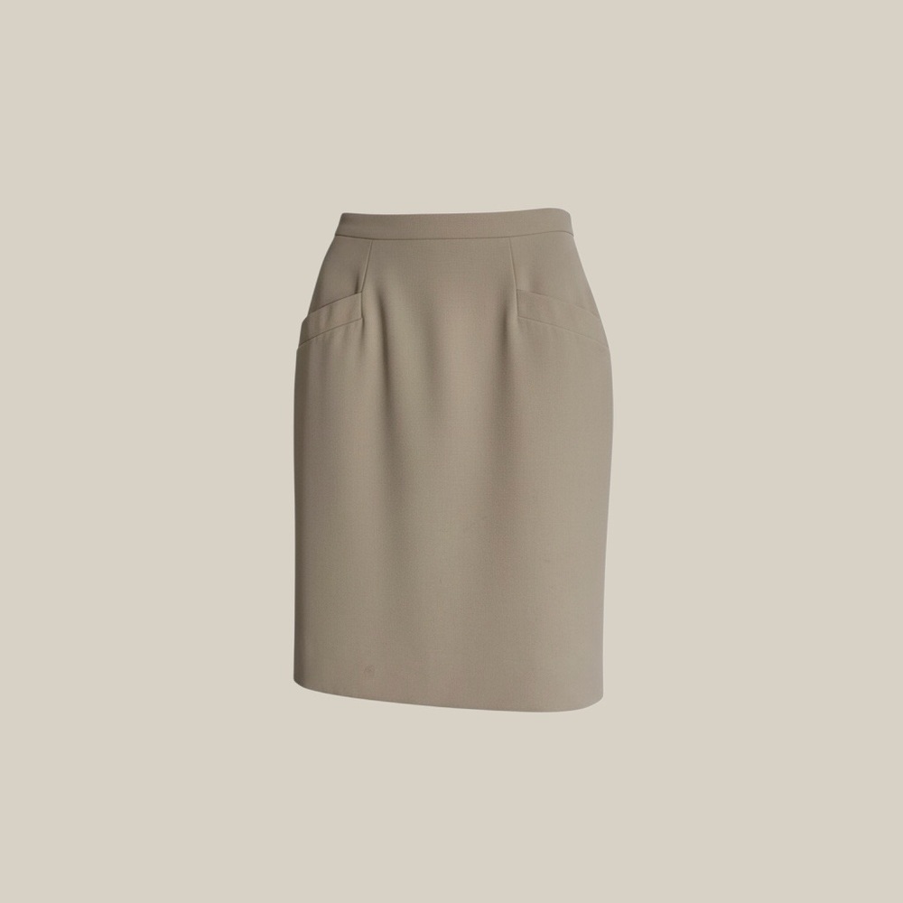 Dana Cote D’Azur Vintage A-Line Skirt Beige 100% New Wool Made in France Size 8